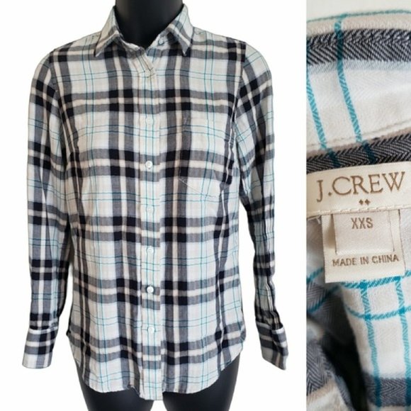 J Crew Blue Black White Plaid Womens 